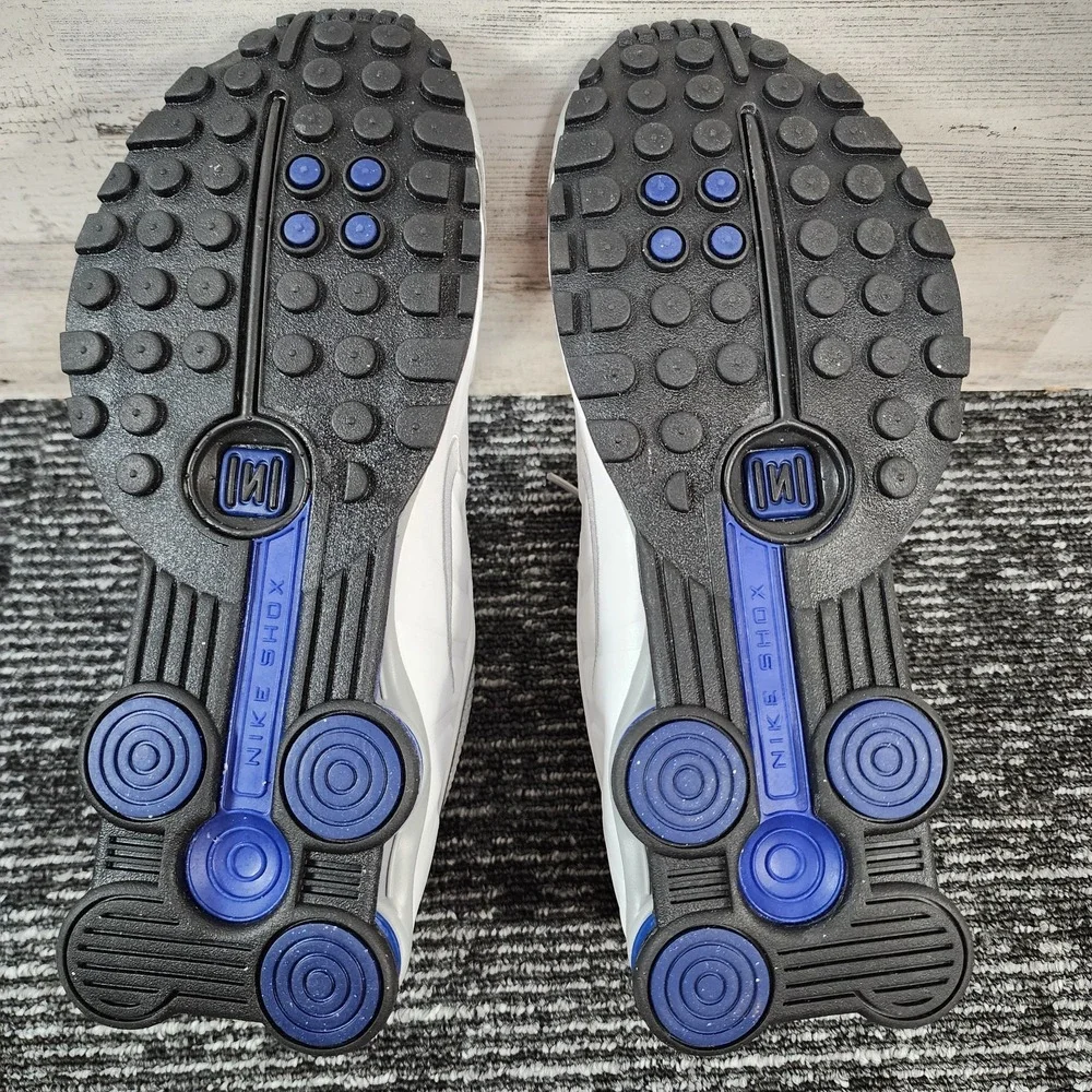 Nike Shox R4 Sneakers‎ Mens 8.5 Metallic Silver White Deep Royal Blue HQ1988-102